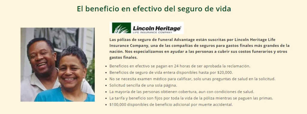 lincoln heritage funeral advantage seguro funerario en espanol